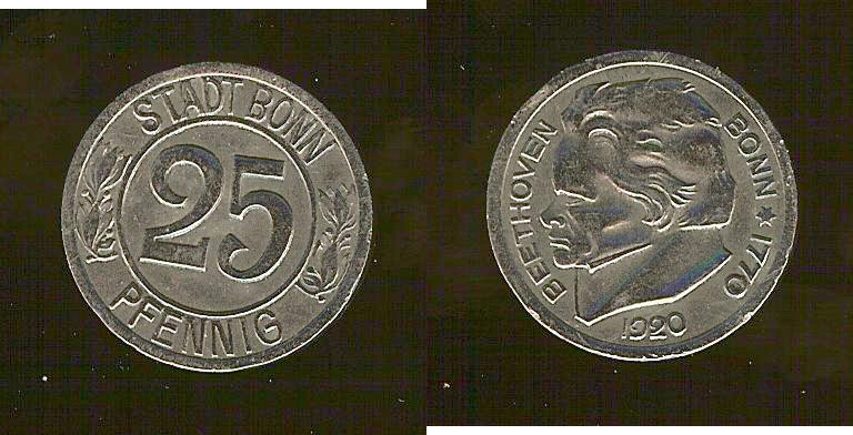 ALLEMAGNE - Notgeld 25 Pfennig Bonn 1920 TTB